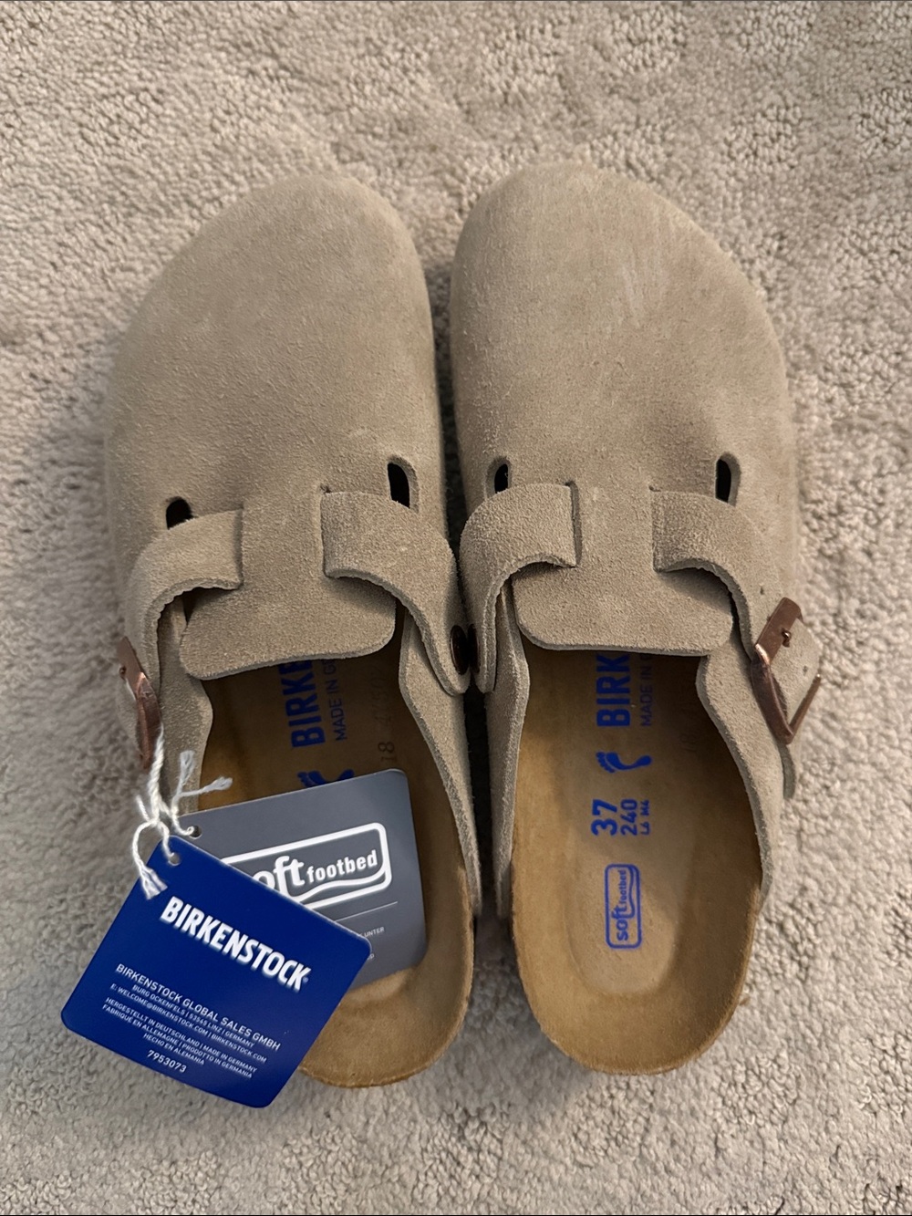 Birkenstock Men's Boston Clog in Light Taupe Suede